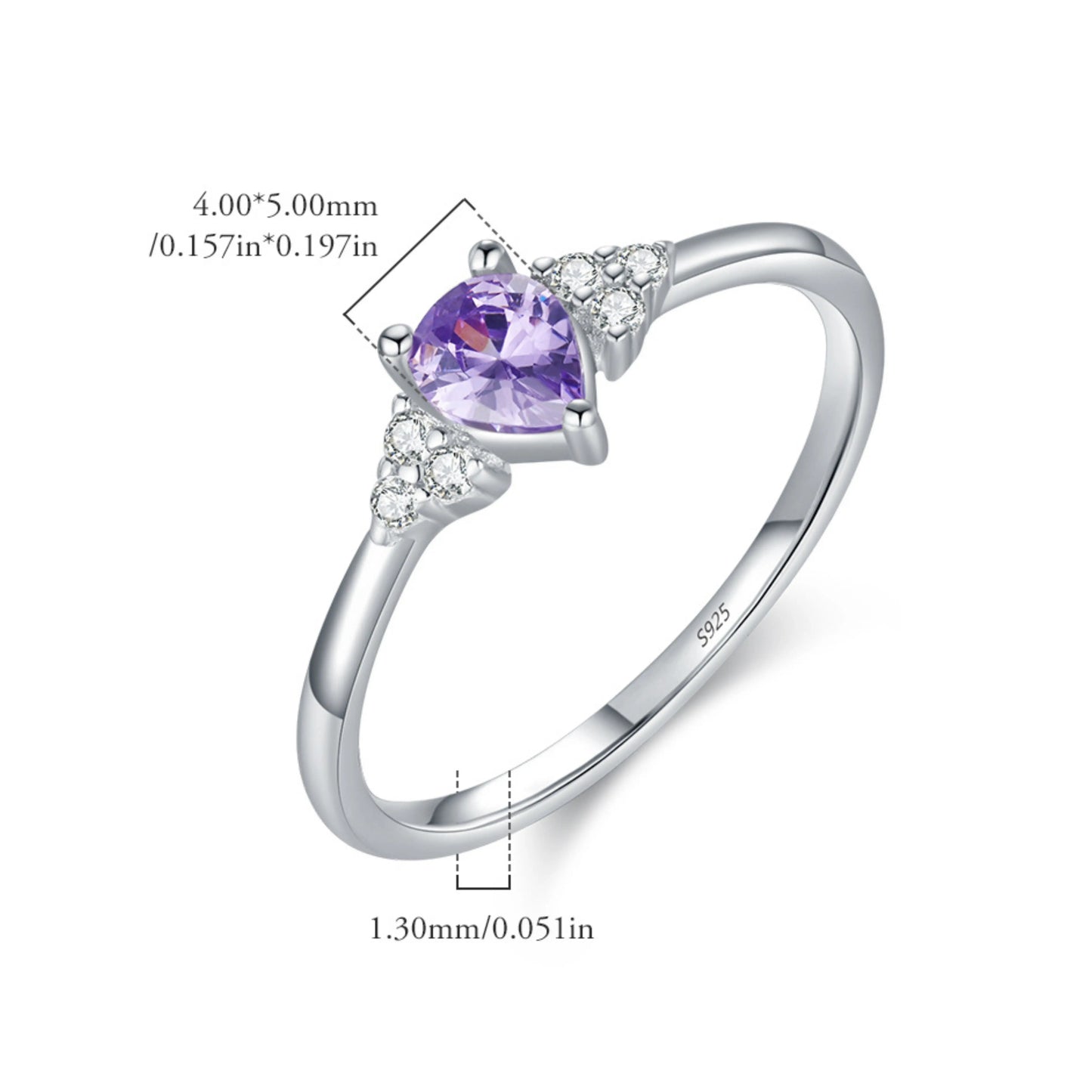 Purple Water Drop CZ Cocktail Ring - MARCOSELLE