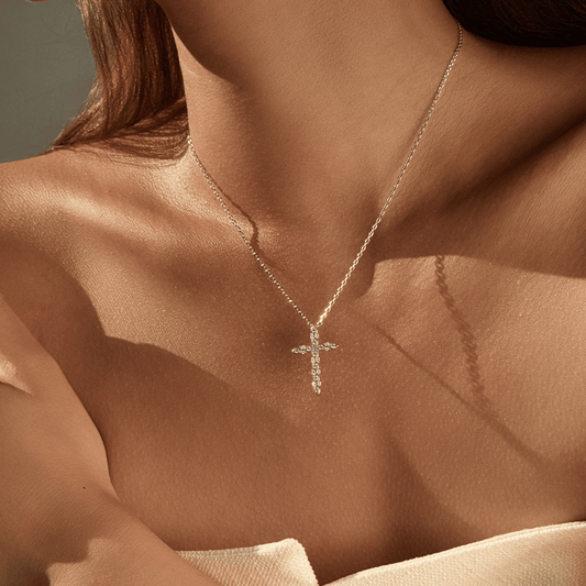 Moissanite Cross Pendant Necklace