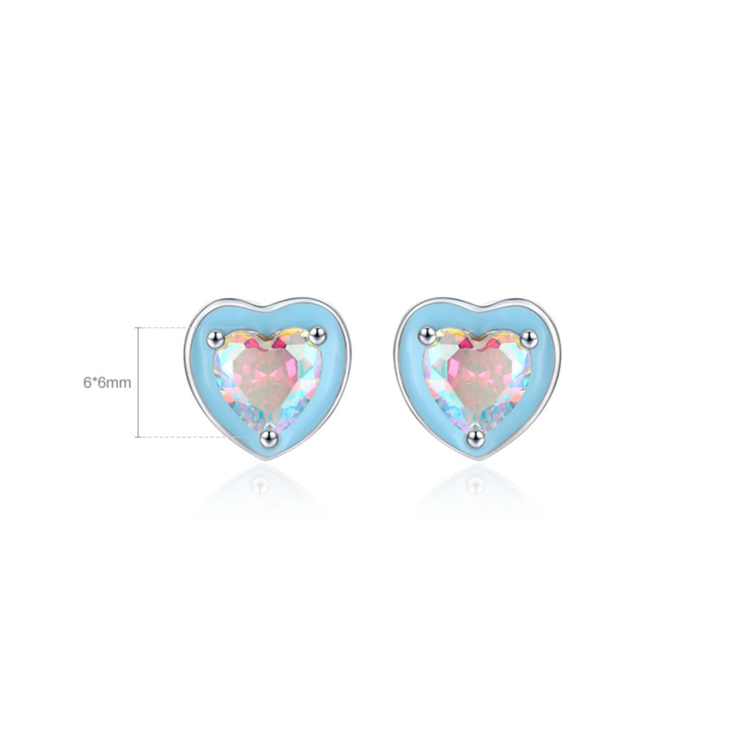 Blue Enamel Heart Stud Earrings - MARCOSELLE