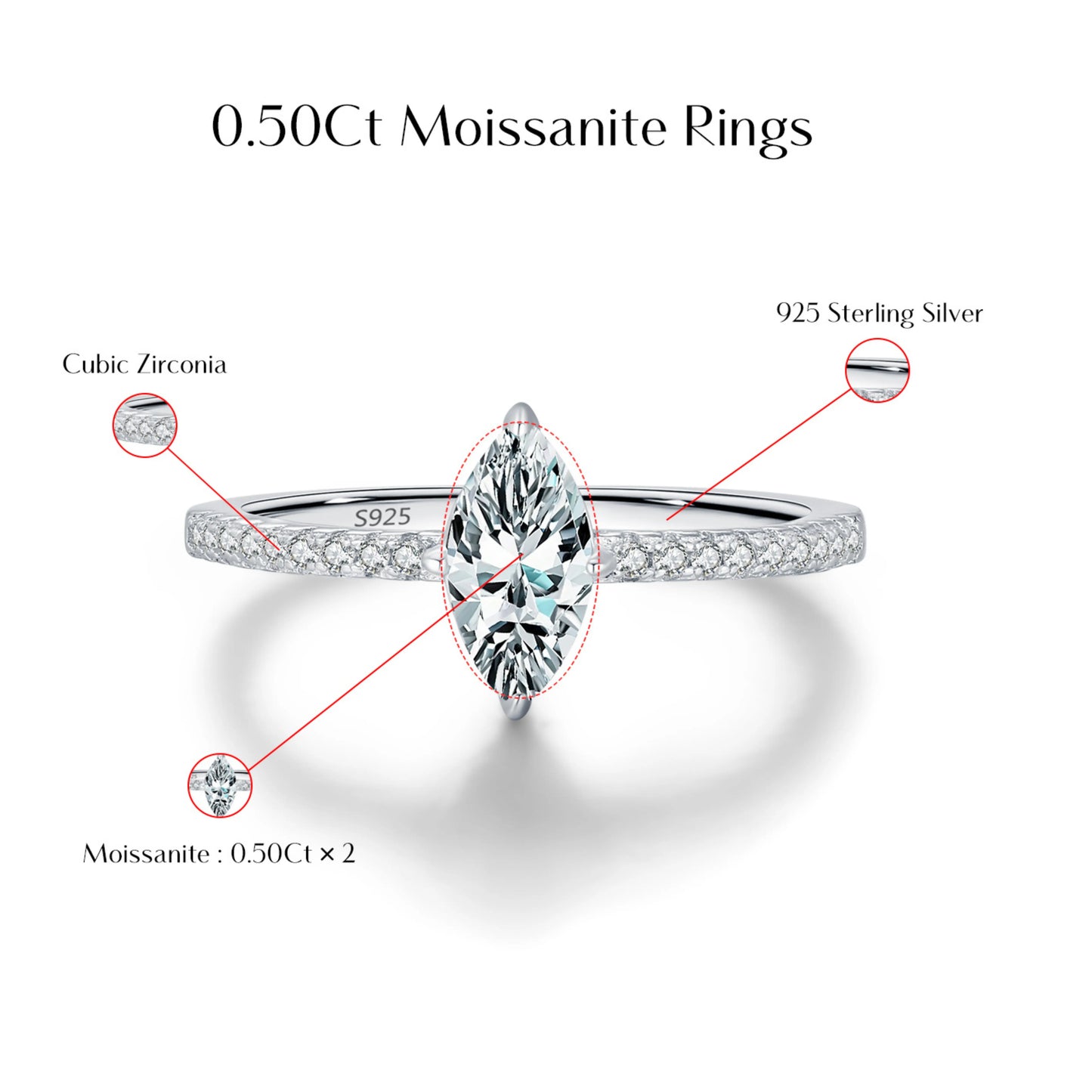 0.5Ct Rhombus Moissanite Ring MARCOSELLE