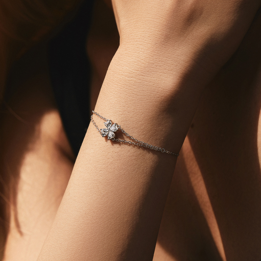 Double Layer Flowers and Hearts Bracelet MARCOSELLE