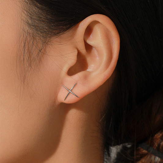 X Lines Minimalist Stud Earrings