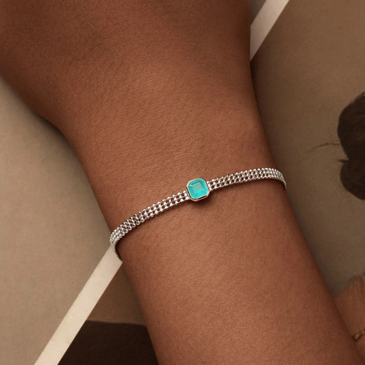 Pink Heart and Green Ice Flower Bracelet MARCOSELLE