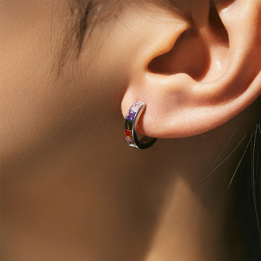 Colorful Zirconia Hoop Earrings