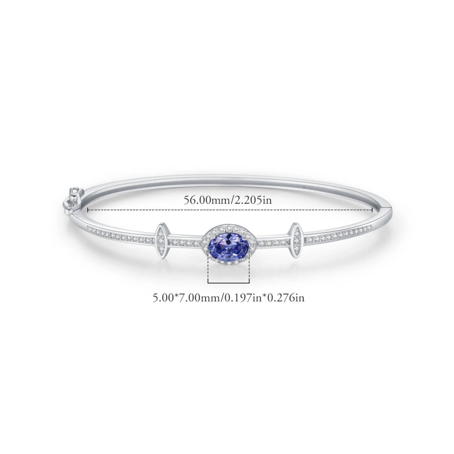 Oval Halo Tanzania CZ Bangle Bracelet - MARCOSELLE