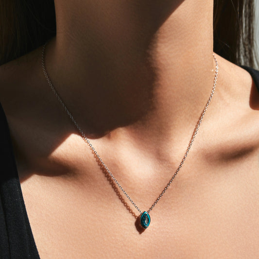 Mint Green Enamel Eye Necklace MARCOSELLE