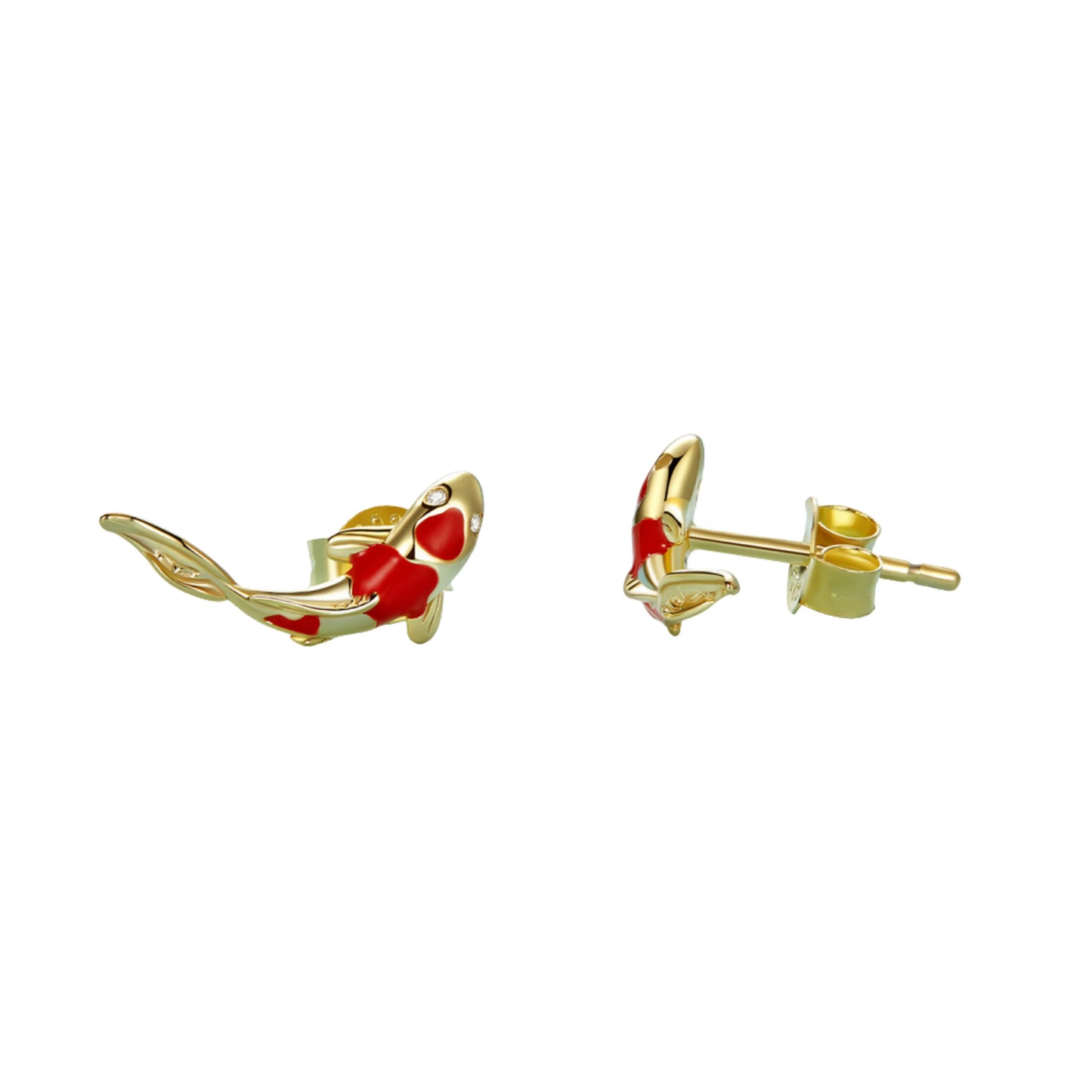 Koi Fish Red Carp Stud Earrings - MARCOSELLE