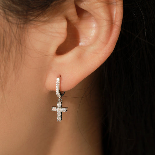 Cross Dangle Hoop Earrings - MARCOSELLE