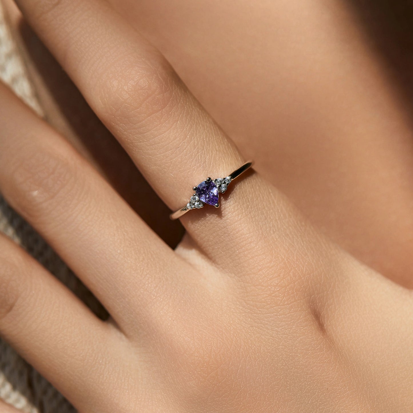 Purple Water Drop CZ Cocktail Ring - MARCOSELLE