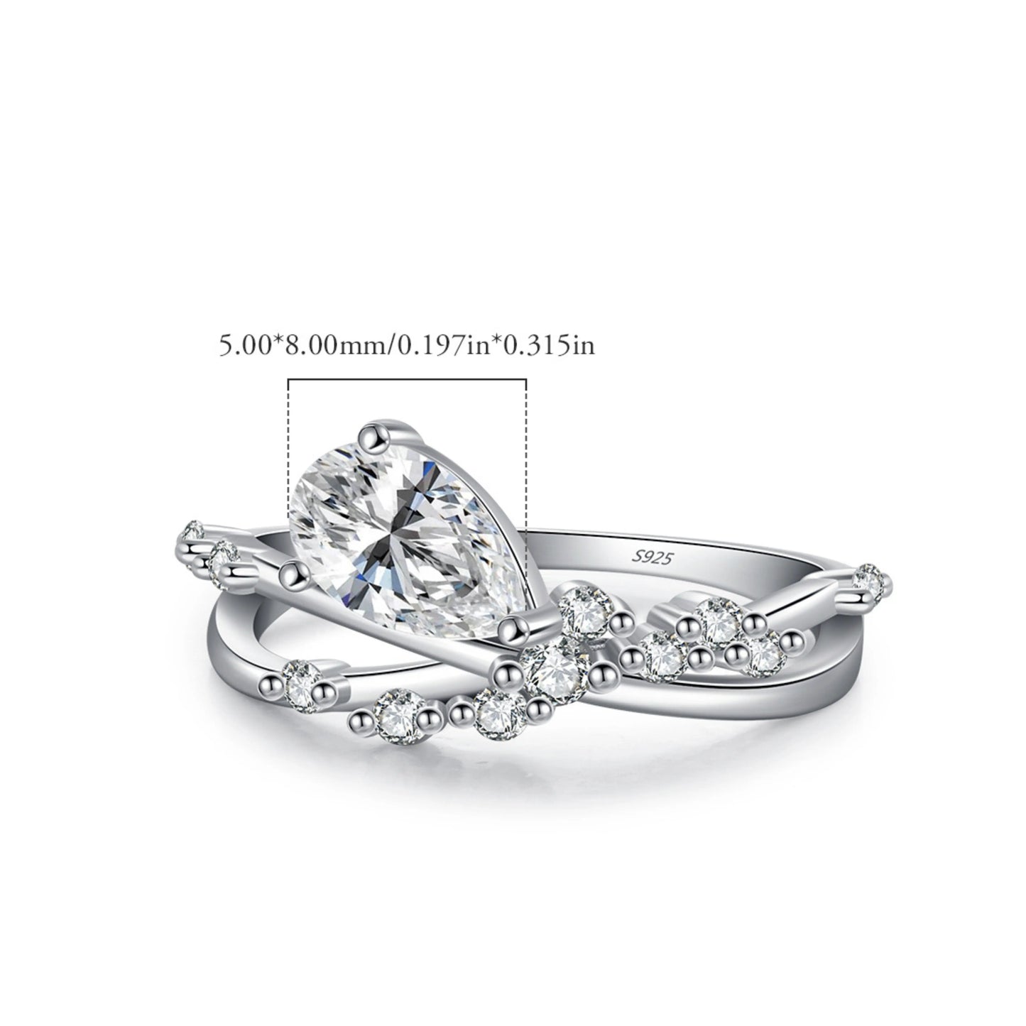 Entangled Lines Water Drop CZ Ring - MARCOSELLE