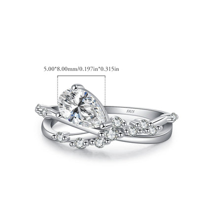 Entangled Lines Water Drop CZ Ring - MARCOSELLE