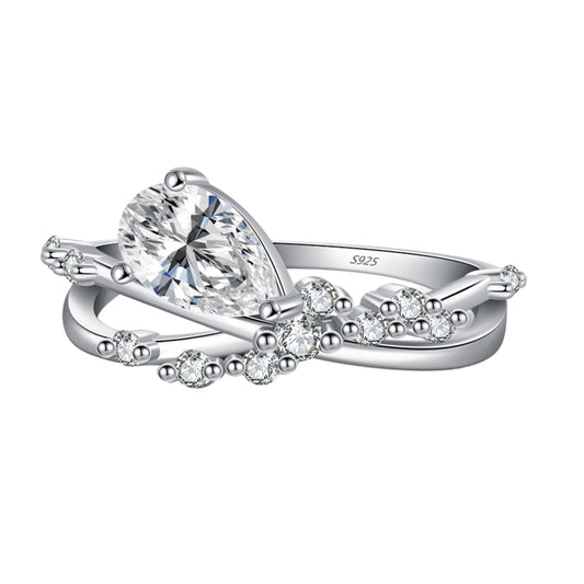 Entangled Lines Water Drop CZ Ring - MARCOSELLE