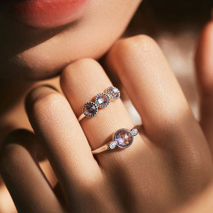 Purple Rose Cut Zirconia Rings - MARCOSELLE