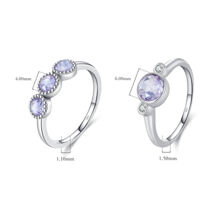 Purple Rose Cut Zirconia Rings - MARCOSELLE