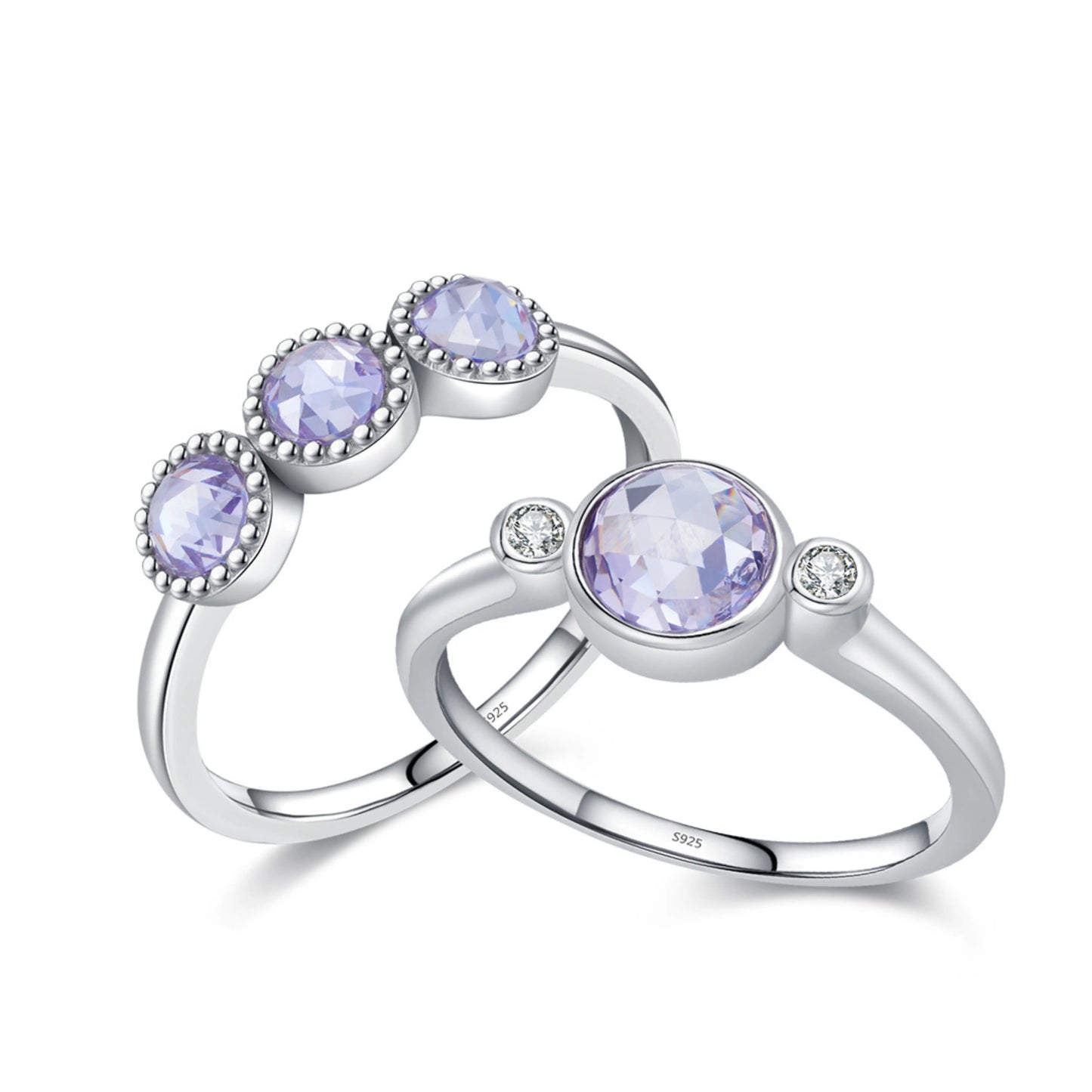 Purple Rose Cut Zirconia Rings - MARCOSELLE