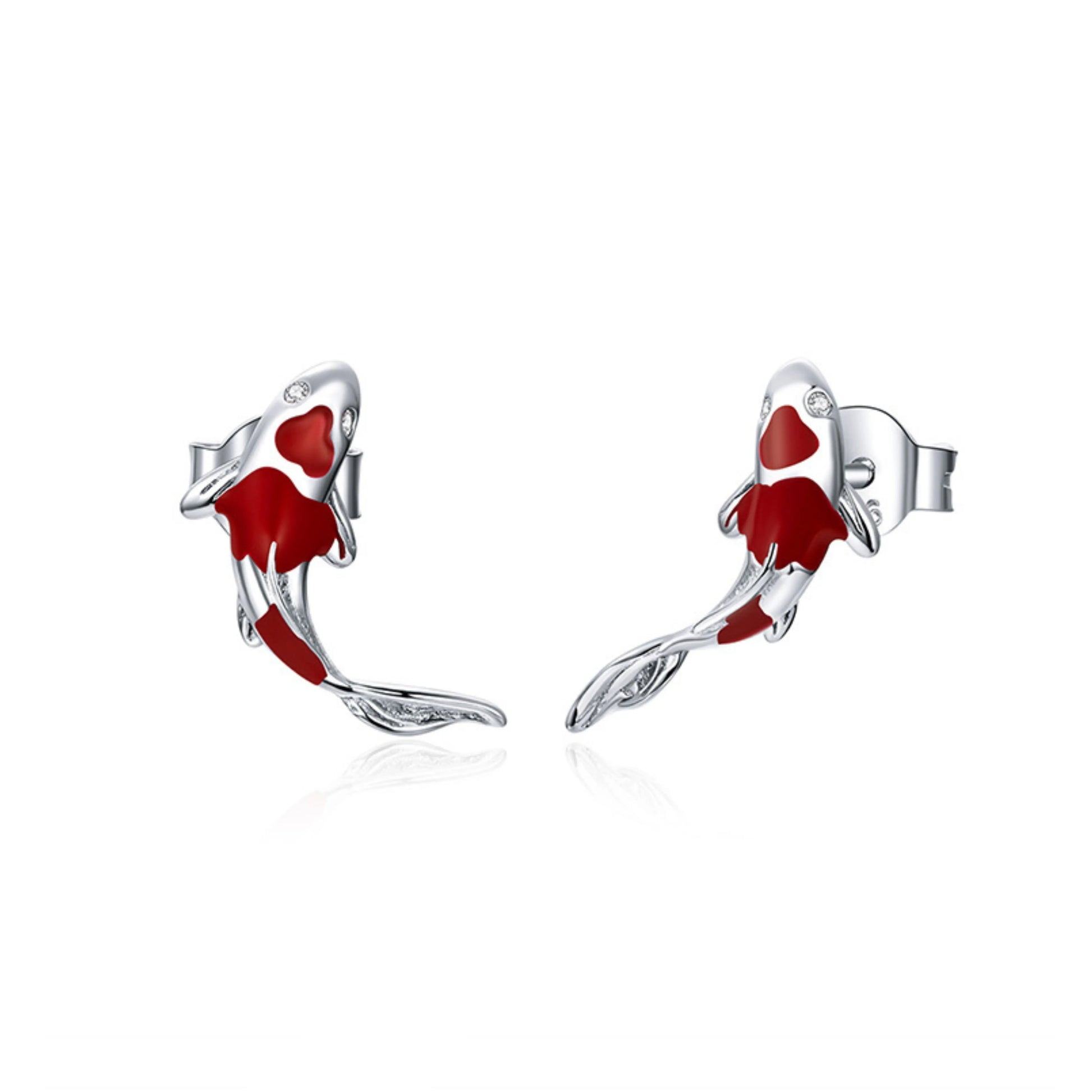 Koi Fish Red Carp Stud Earrings - MARCOSELLE