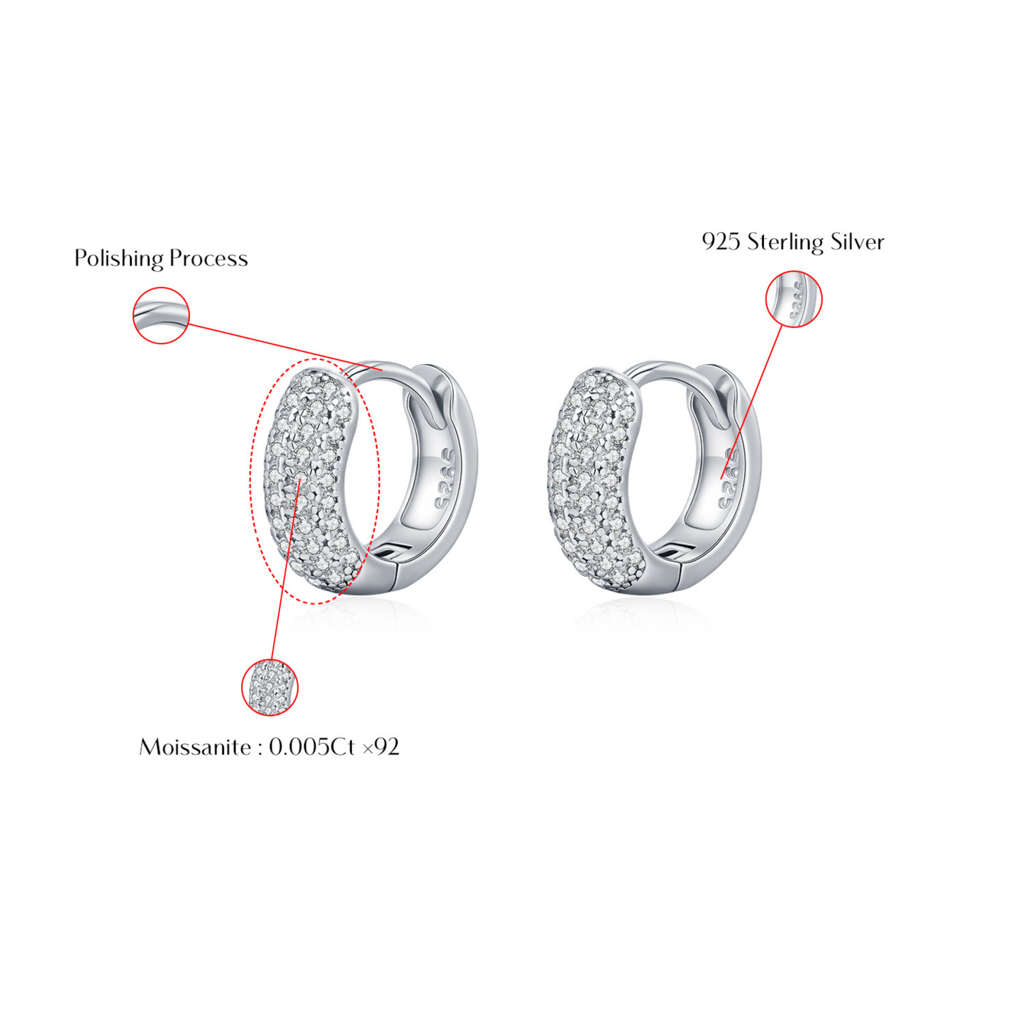 Moissanite Circle Hoop Earrings