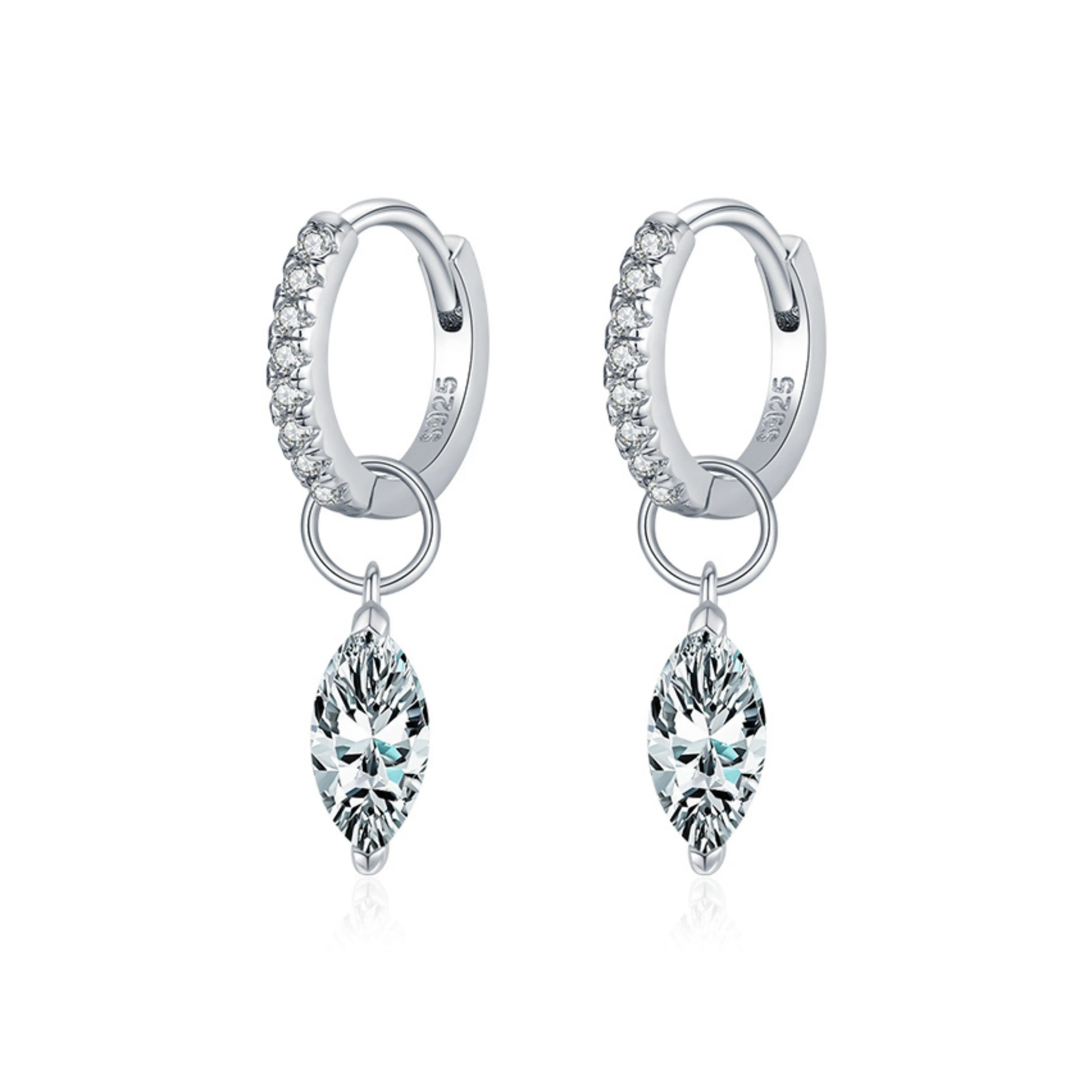 Rhombic Moissanite Hoop Earrings - MARCOSELLE
