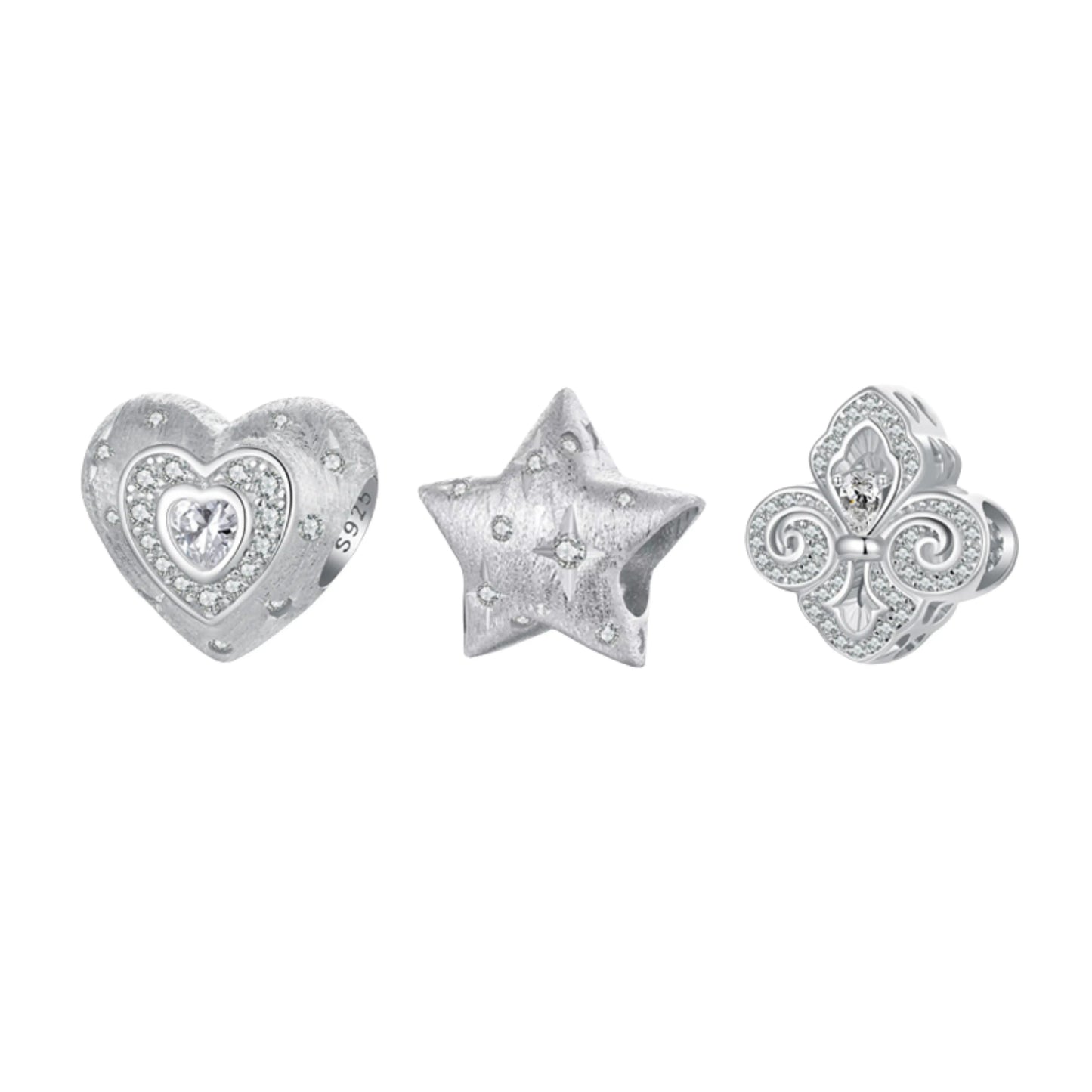 Iris Flower, Star & Heart CZ Charm - MARCOSELLE