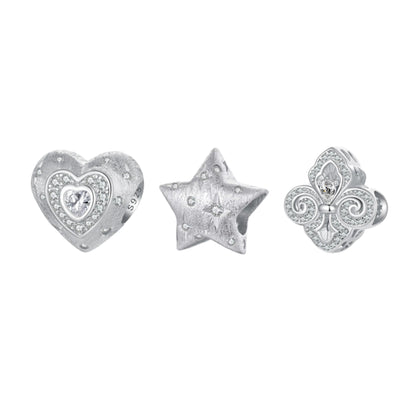 Iris Flower, Star & Heart CZ Charm - MARCOSELLE
