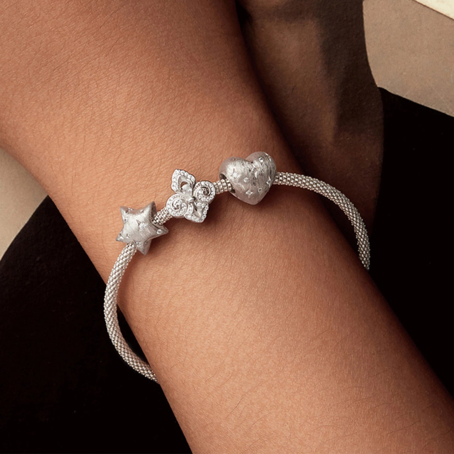 Iris Flower, Star & Heart CZ Charm - MARCOSELLE