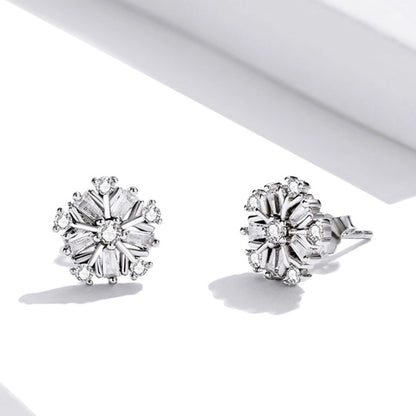 Crystal Pearl & Snowflake Stud Earrings - MARCOSELLE