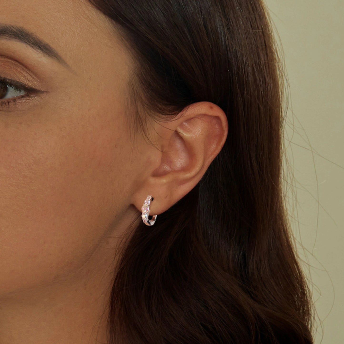 Rainbow Zircon U Shape Huggie Earrings - MARCOSELLE