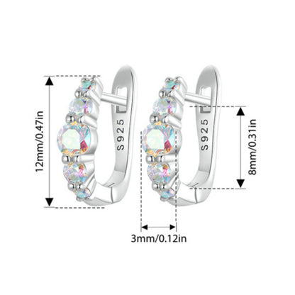 Rainbow Zircon U Shape Huggie Earrings - MARCOSELLE