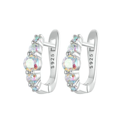 Rainbow Zircon U Shape Huggie Earrings - MARCOSELLE