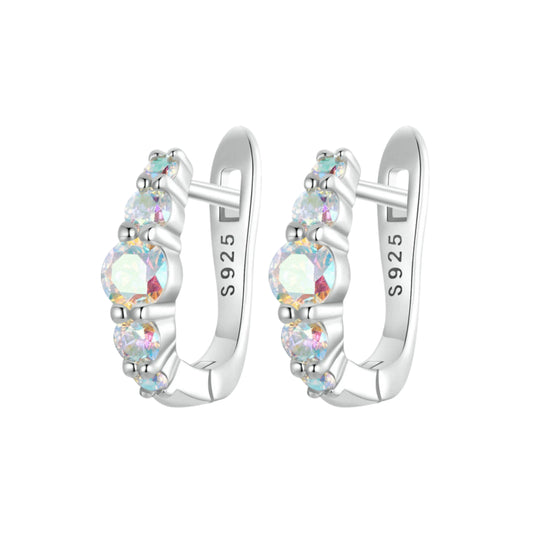 Rainbow Zircon U Shape Huggie Earrings - MARCOSELLE