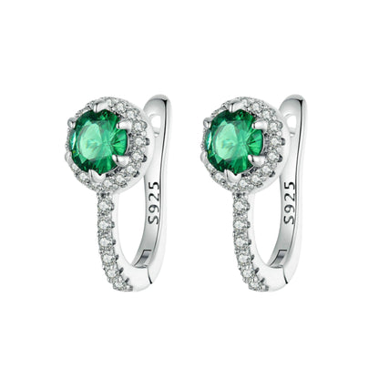 Green Cubic Zirconia Hoop Earrings - MARCOSELLE