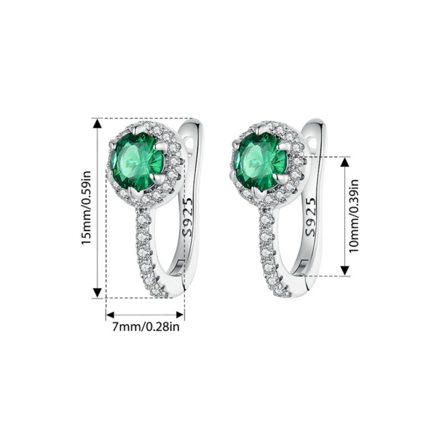 Green Cubic Zirconia Hoop Earrings - MARCOSELLE
