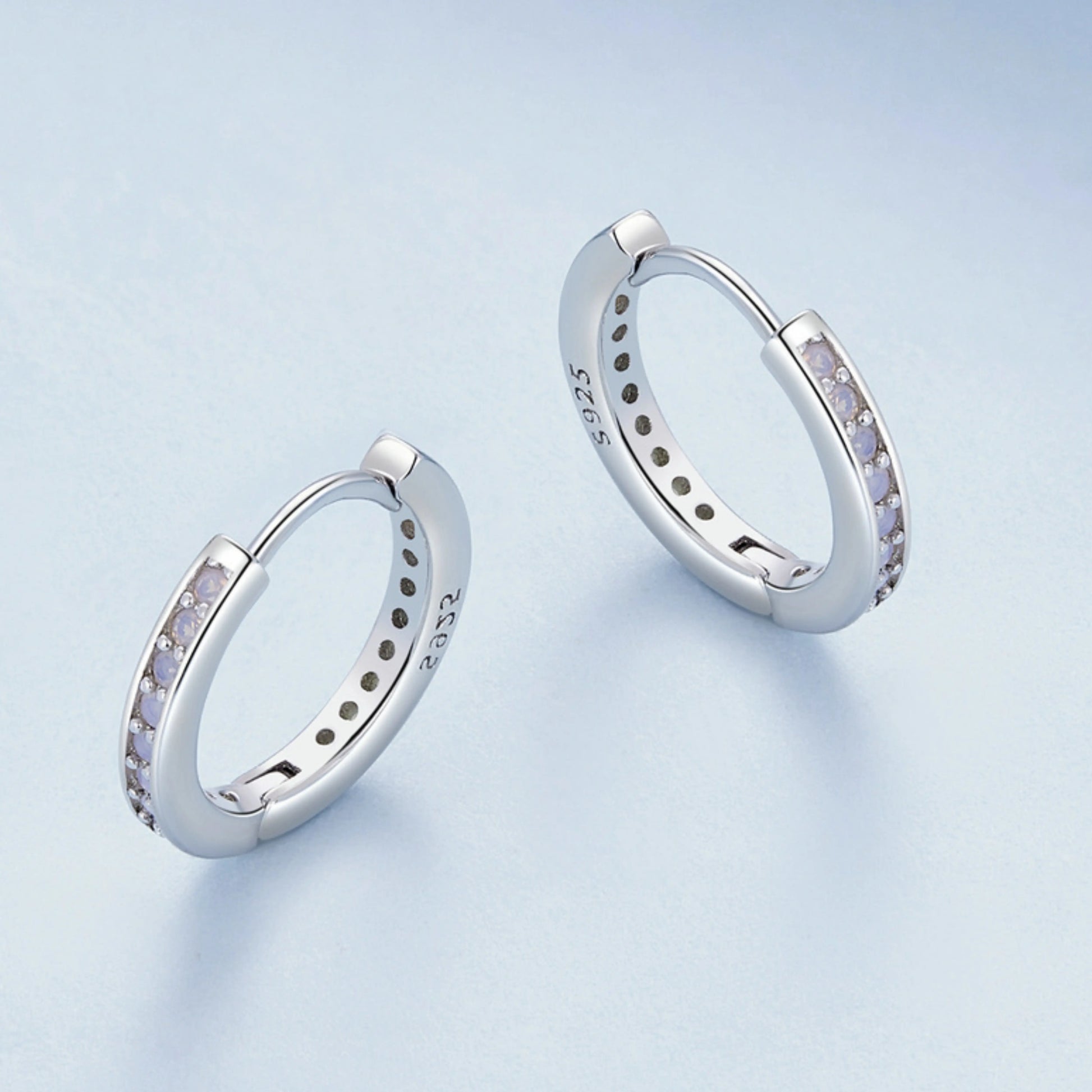 Pink Opal Hoop Earrings - MARCOSELLE