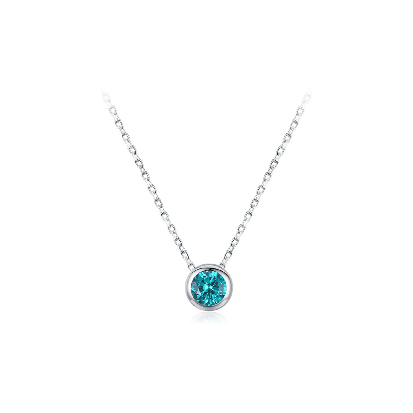 Teal Round Zirconia Necklace MARCOSELLE