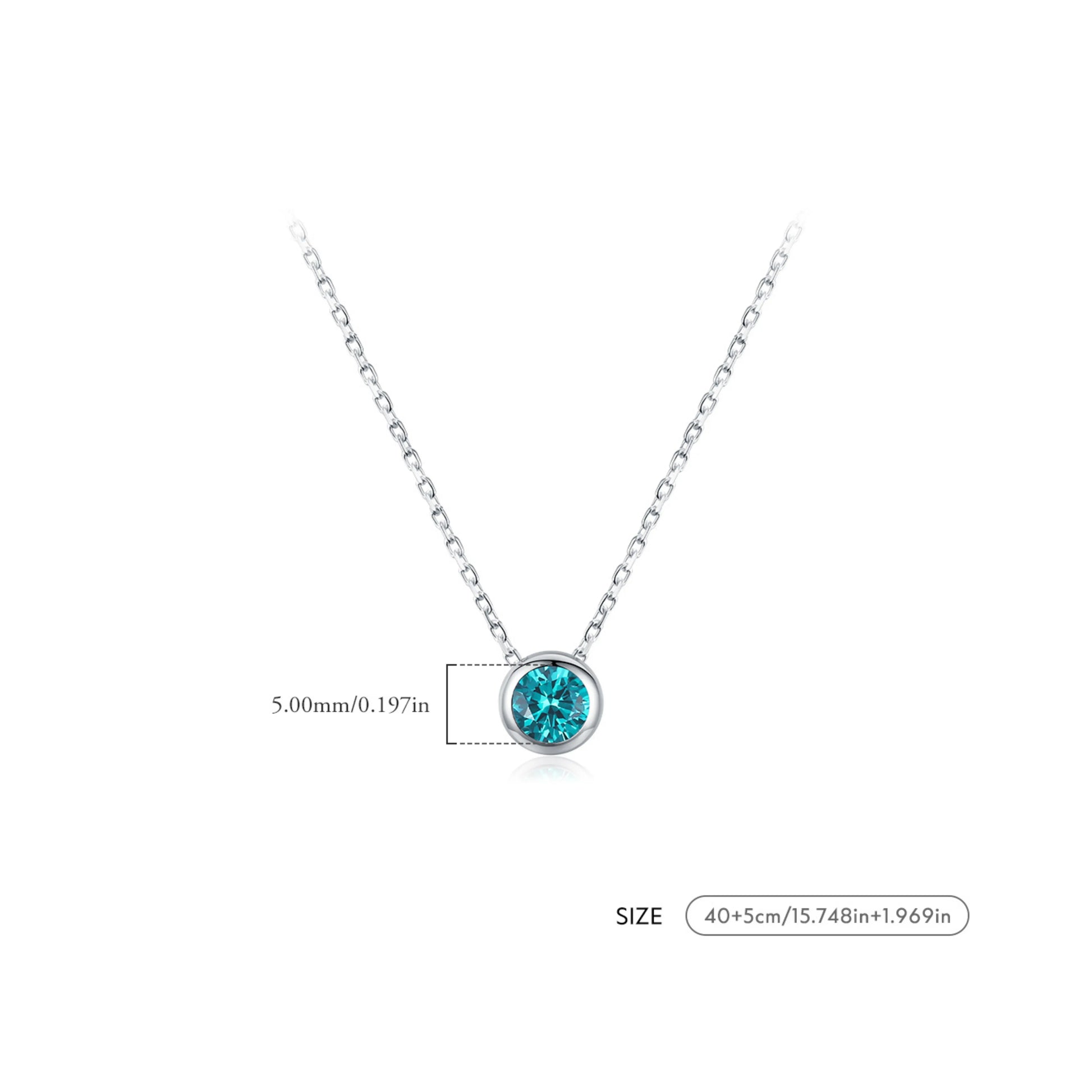 Teal Round Zirconia Necklace MARCOSELLE
