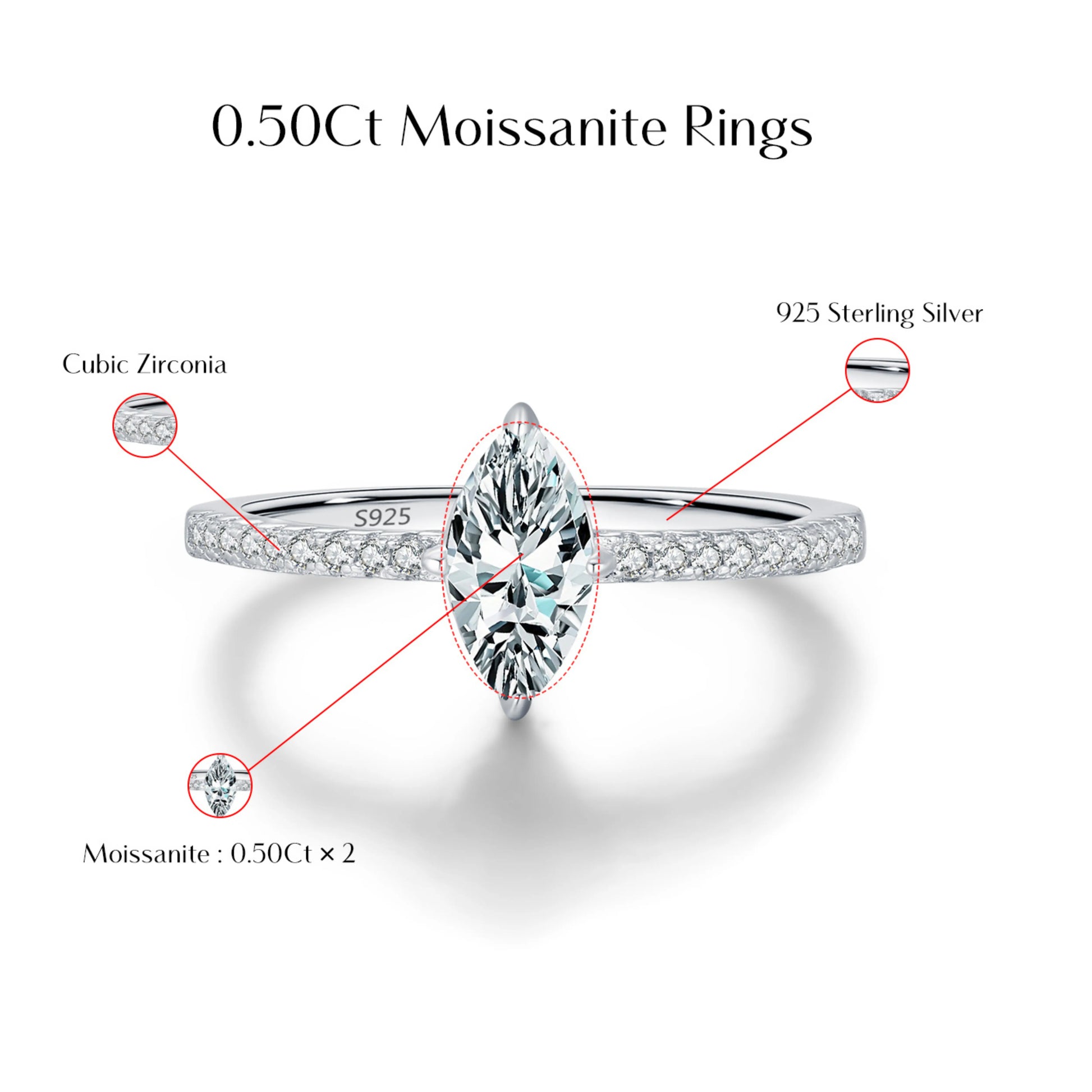 0.5Ct Rhombus Moissanite Ring MARCOSELLE