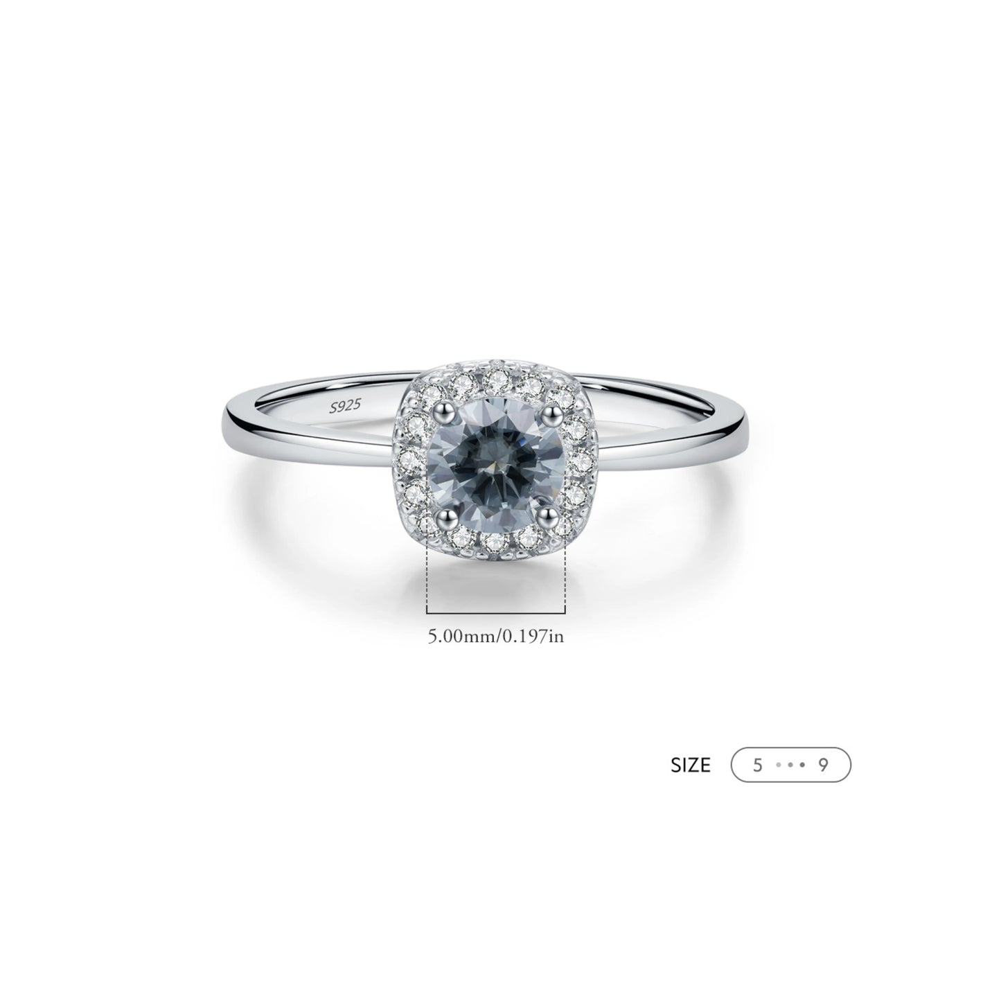 Gray D Color Moissanite Halo Ring MARCOSELLE