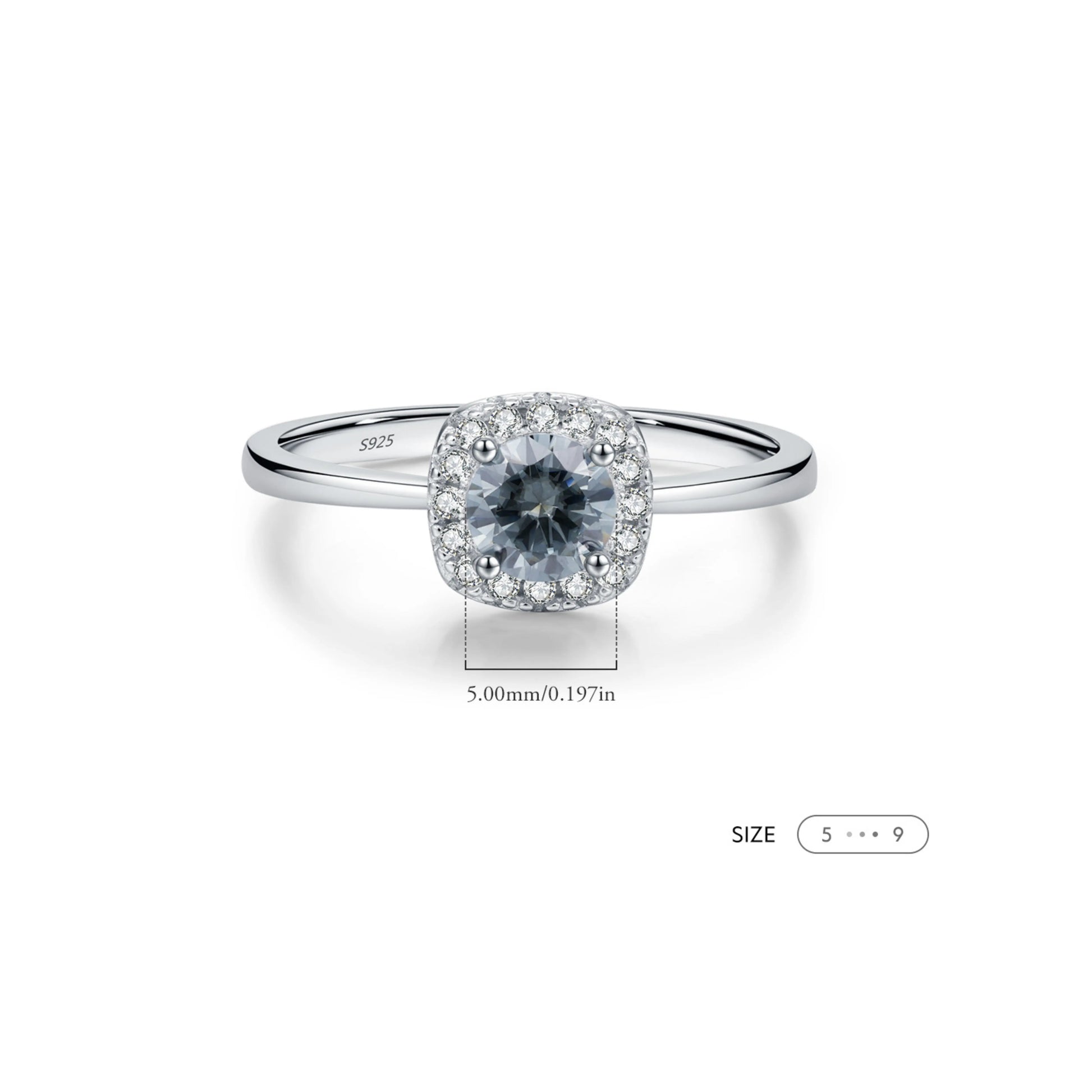 Gray D Color Moissanite Halo Ring MARCOSELLE