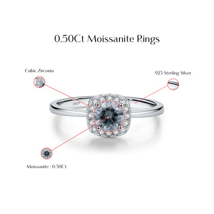 Gray D Color Moissanite Halo Ring MARCOSELLE