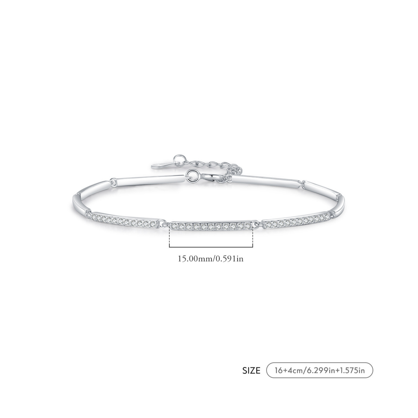 White Gold Plated Rectangle Pave Bracelet