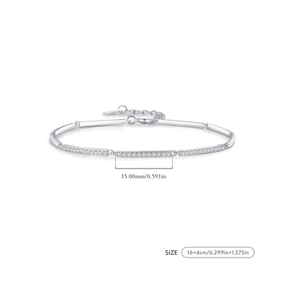 White Gold Plated Rectangle Pave Bracelet