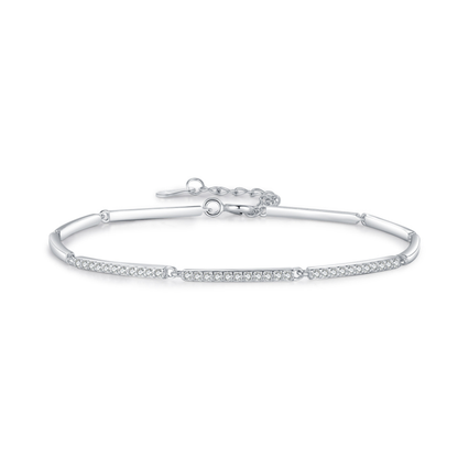 White Gold Plated Rectangle Pave Bracelet