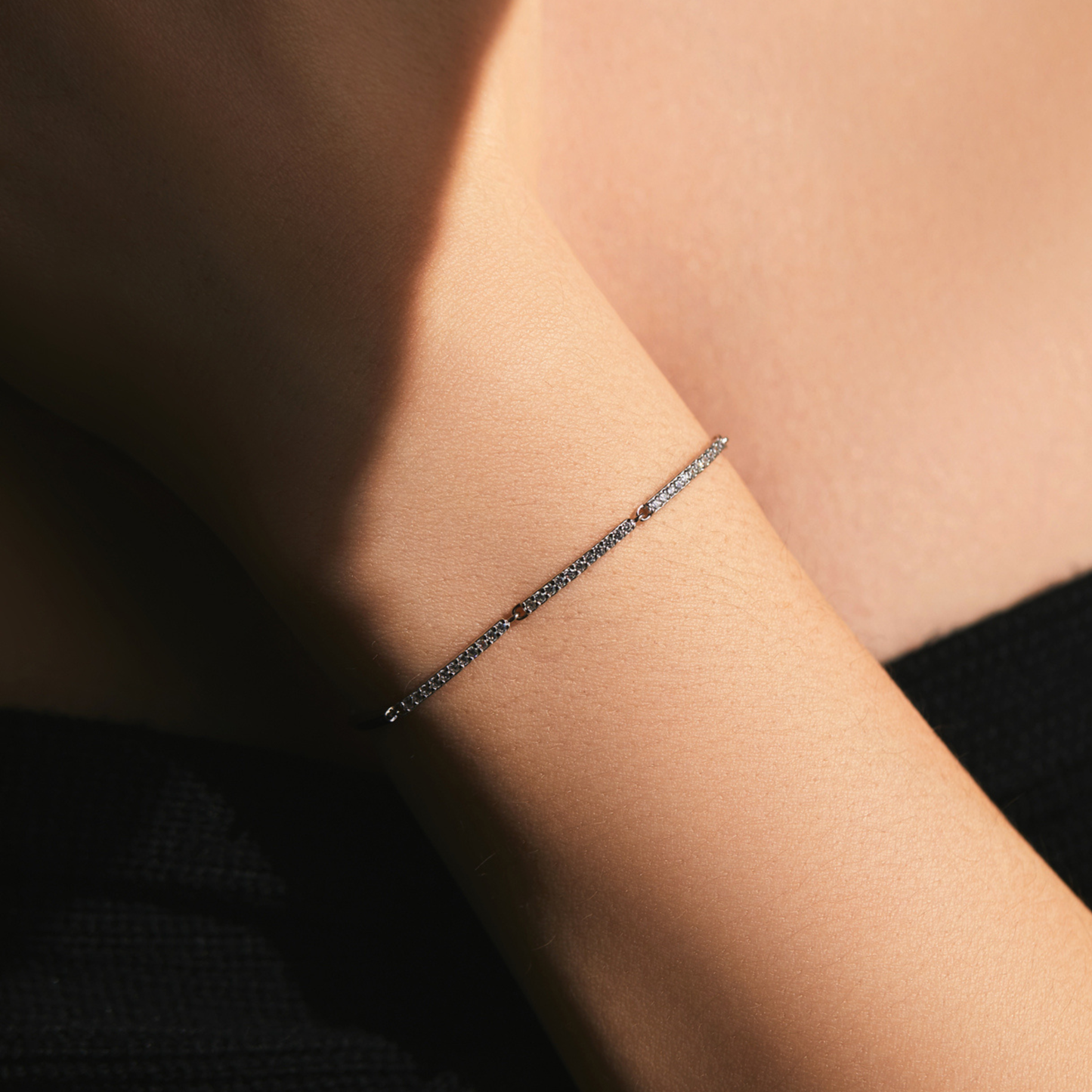 White Gold Plated Rectangle Pave Bracelet