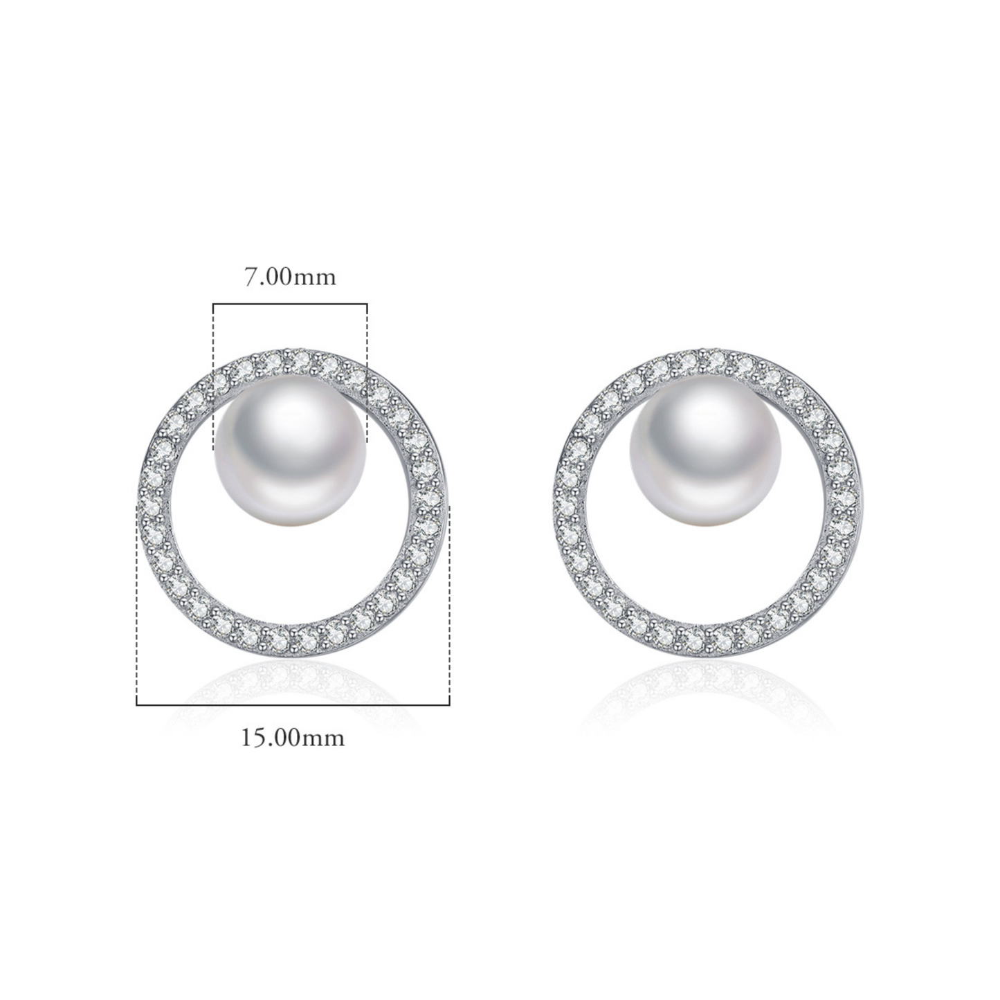 Circle Crystal Pearl Stud Earrings
