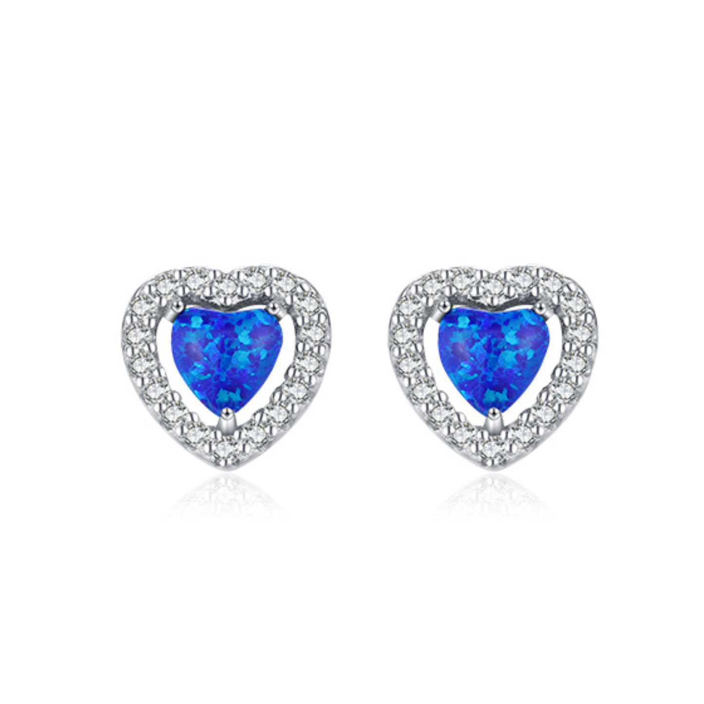 Sparkling Hearts Blue Opal Stud