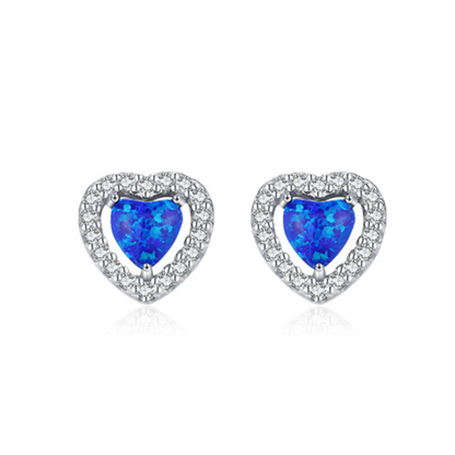 Sparkling Hearts Blue Opal Stud