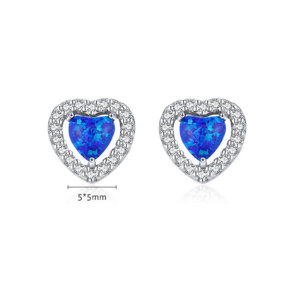 Sparkling Hearts Blue Opal Stud