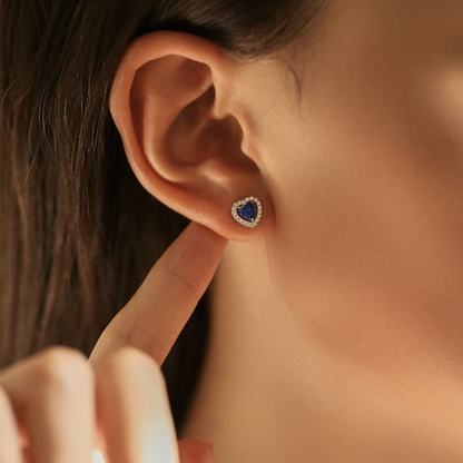 Sparkling Hearts Blue Opal Stud