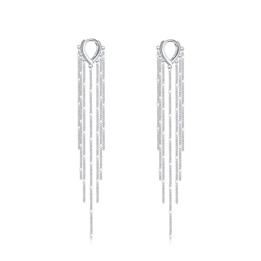 Sparkling Long Tassel Hoop Earrings