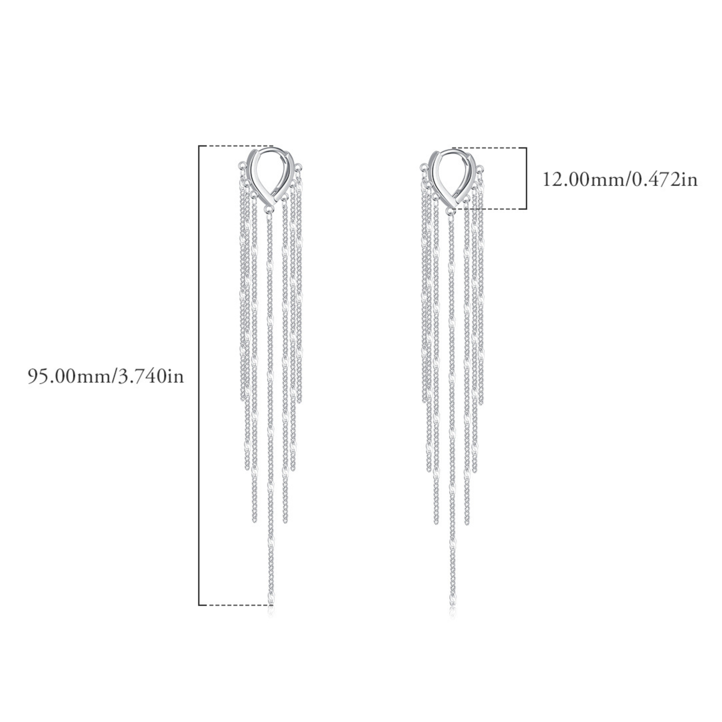 Sparkling Long Tassel Hoop Earrings